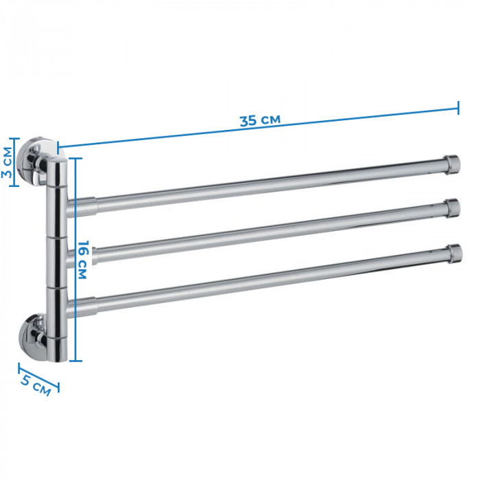 Тримач для рушників з 3 поворотними планками Zerix LR113 (LL1487)