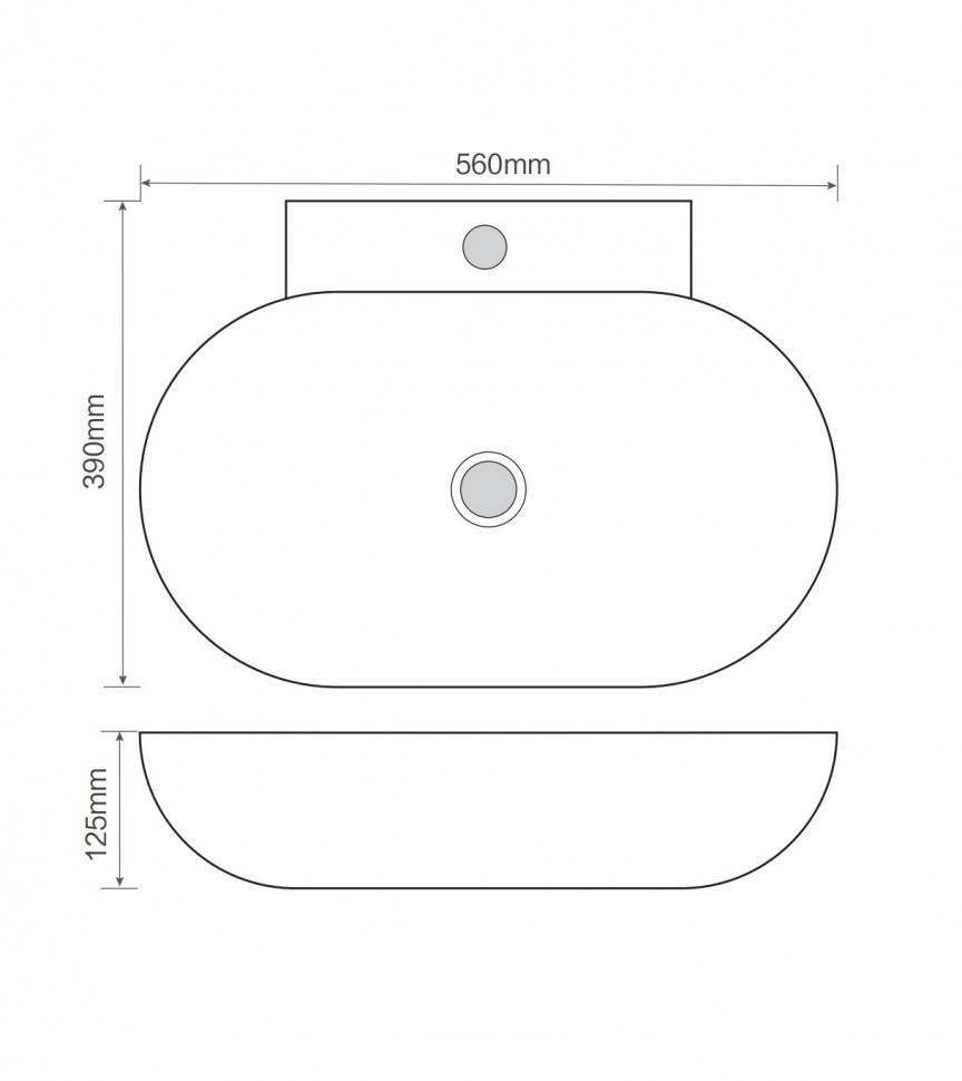 Раковина підвісна MIXXUS PREMIUM DIVERSE-0201 560х390х125mm з отвором під змішувач (MP6510)