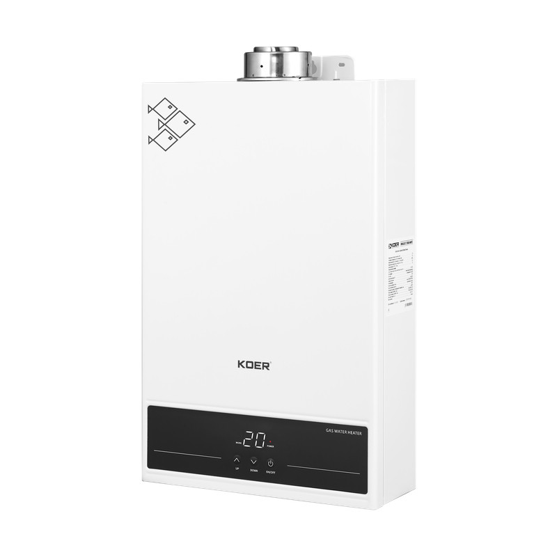 Газова колонка KOER KWH.G0312 TURBO WHITE турбована 12 л/хв, колір білий (KR5557)