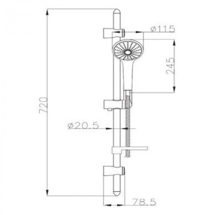 Душовий набір IMPRESE VACLAV з душовою стійкою 720 мм, з ручним душем, мильницею і шлангом, хром 7212003