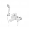 Змішувач для ванни Plamix Kubus-009 EURO SET White (з шлангом, лійкою та кронштейном) (PM0673)