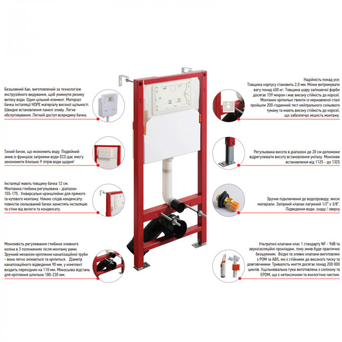 MIXXUS PREMIUM ELLIPSE-SET-2101 GRAY Комплект: Унітаз система змиву TORNADO 3.0+ Інсталяція з панеллю змиву GUN GRAY (MP6668)