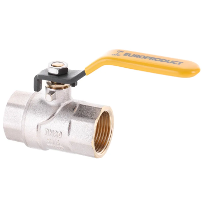 Кран кульовий Europroduct EP.221 - 3/4&quot; FF ГГВ YELLOW, ручка &quot;важіль&quot; жовта (EP2944)