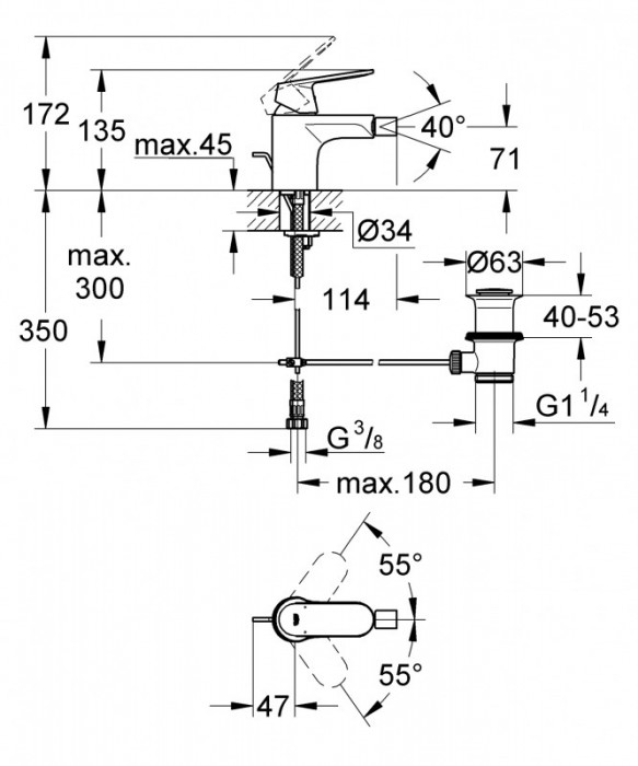 Змішувач для біде Grohe Eurosmart Cosmopolitan (32839000)