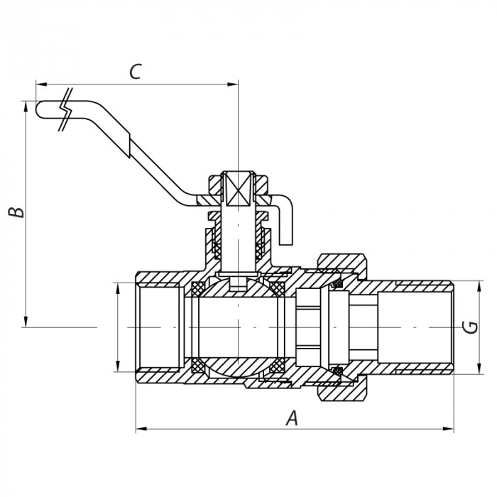 Кран з американкою 1-1/4" ручка ВАЖІЛЬ (Koer KR.229) (KR0150)