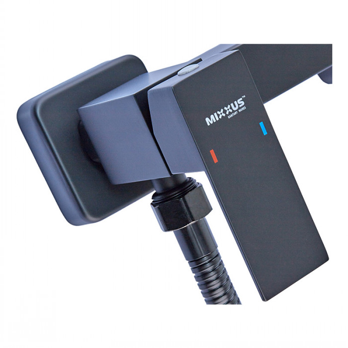 Настінний змішувач із гігієнічним душем Mixxus KUB-222 Black (MI6019)