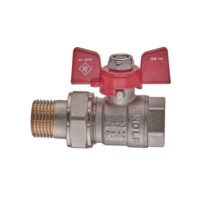 Кран з американкою Nolf classic NFC.921-06-1/2&quot; FM ГШМ, ручка &quot;метелик&quot; червона (NF3150)