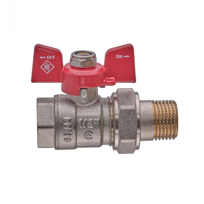 Кран з американкою Nolf classic NFC.921-06-1/2" FM ГШМ, ручка "метелик" червона (NF3150)