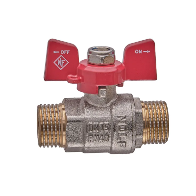 Кран кульовий Nolf classic NFC.731-06-1/2&quot; MM ШШМ, ручка &quot;метелик&quot; червона (NF3136)