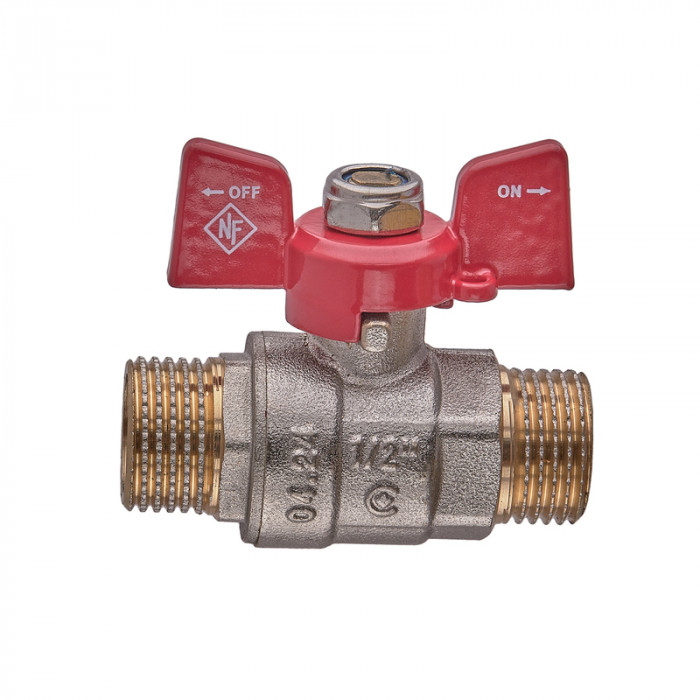 Кран кульовий Nolf classic NFC.731-06-1/2" MM ШШМ, ручка "метелик" червона (NF3136)