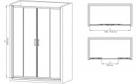 Двері у нішу розсувні MIXXUS PREMIUM DIVERSE SD01-160x185-TR BLACK прозоре скло 5мм (MI6879)