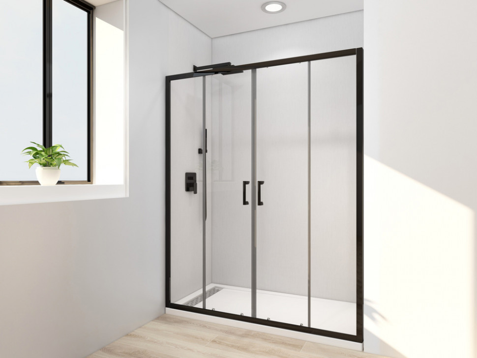 Двері у нішу розсувні MIXXUS PREMIUM DIVERSE SD01-160x185-TR BLACK прозоре скло 5мм (MI6879)