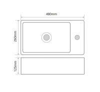 Раковина накладна Mixxus Premium QUADRO-0207 480х260х125mm з отвором під змішувач (MP6503)