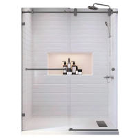 Двері у нішу розсувні KOER SR SD06-140x220-TR-07 прозоре скло EASY CLEAN 8мм графіт (KR5369)