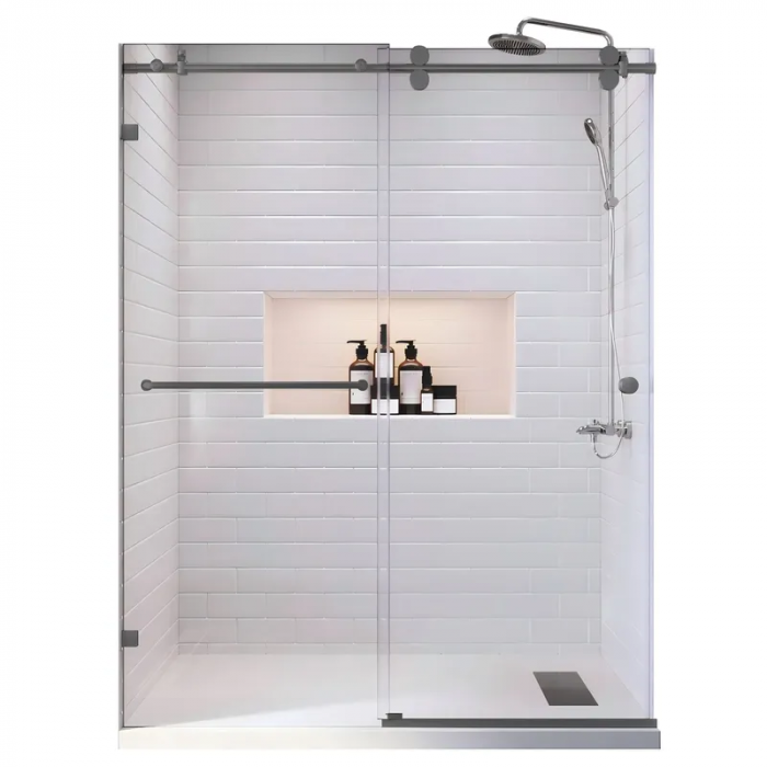 Двері в нішу Koer SR SD06-140x220-TR-07 прозоре скло Easy Clean 8мм, графіт (KR5369)