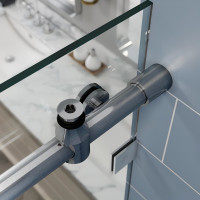 Двері у нішу розсувні KOER SR SD06-140x220-TR-07 прозоре скло EASY CLEAN 8мм графіт (KR5369)