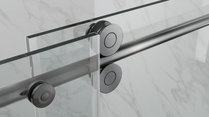 Двері в нішу Koer SR SD06-140x220-TR-07 прозоре скло Easy Clean 8мм, графіт (KR5369)