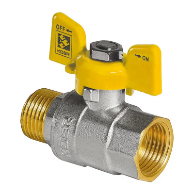 Кран кульовий KOER KR.218.G - 3/4&quot; FM ГШМ YELLOW, ручка &quot;метелик&quot; жовта (KR0094)