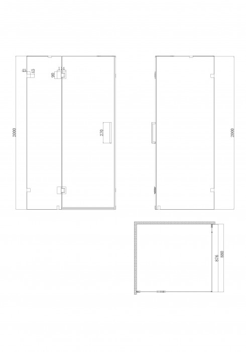 Бічна стінка до кабіни Koer SR SW04-90x200-TR-01 прозоре скло Easy Clean 10мм, хром (KR5390)