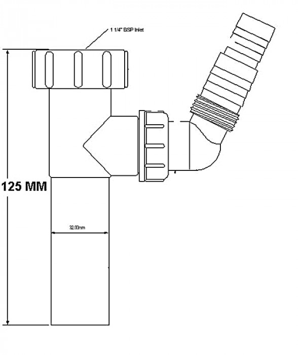 Подовжувач для сифона для умивальника 1 (1/4х32) "Хром" RS7 з підключенням до пральної машини