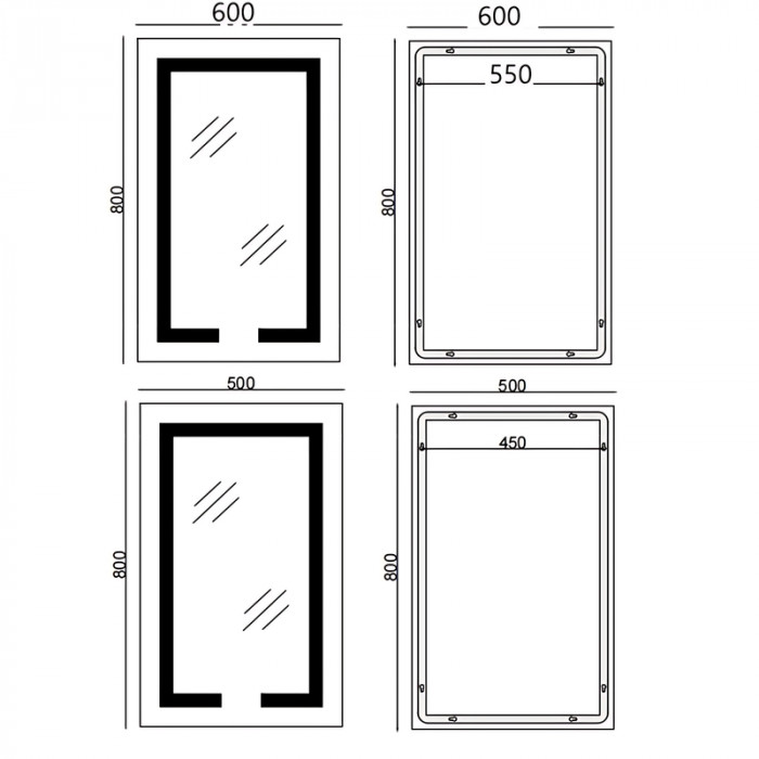 Дзеркало Mixxus HARD MR07-50x80 з Led Touch, Anti-fog, димером, регулятором яскравості (MX9992)