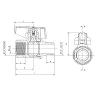 Кран кульовий ГАЗ, ручка "метелик" жовта Roho R111-050G - 1/2" ВЗ (RO0241)