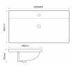 Раковина меблева MIXXUS PREMIUM STYLE-1504 1000х480х190mm (отвір під змішувач, перелив) (MP6501)