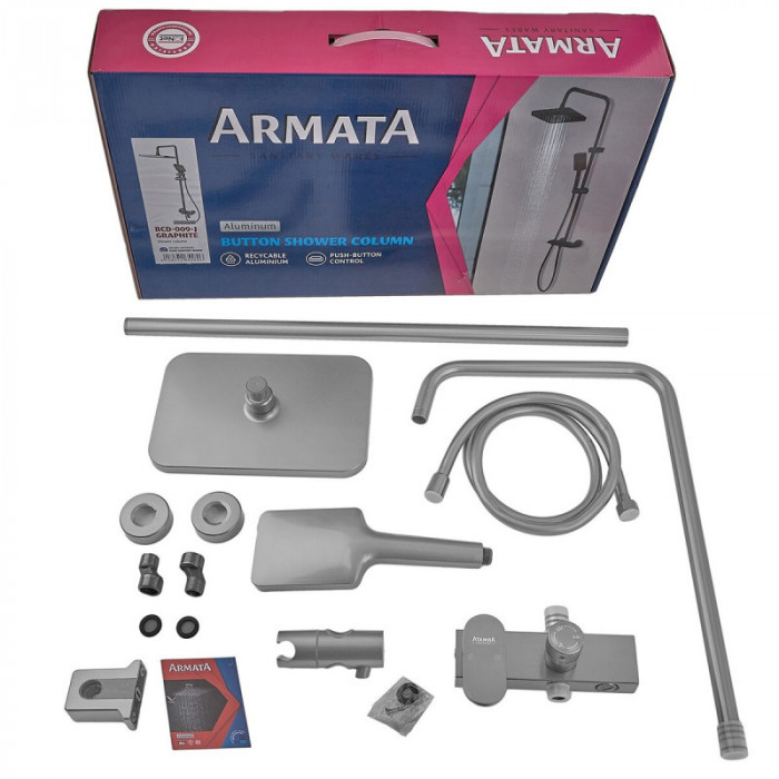 Душова колона зі змішувачем з алюмінію ARMATA BCD-009-J, 3 режими (CH6556)