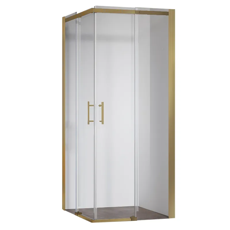 Душова кабіна без піддону Koer SR SC03-90x90x200-TR-12 прозоре скло Easy Clean 6мм, матове золото (KR5358)