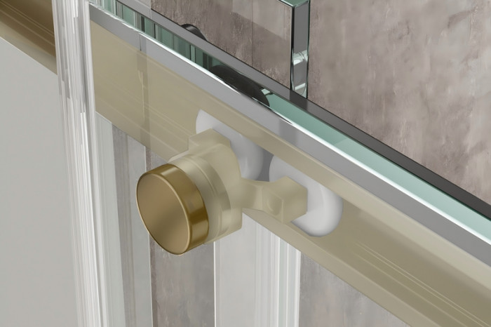 Душова кабіна без піддону Koer SR SC03-90x90x200-TR-12 прозоре скло Easy Clean 6мм, матове золото (KR5358)