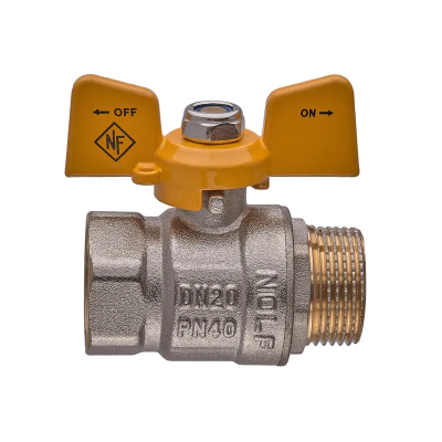 Кран кульовий Nolf classic NFC.722-08-3/4&quot; FM ГШМ YELLOW, ручка &quot;метелик&quot; жовта (NF3130)