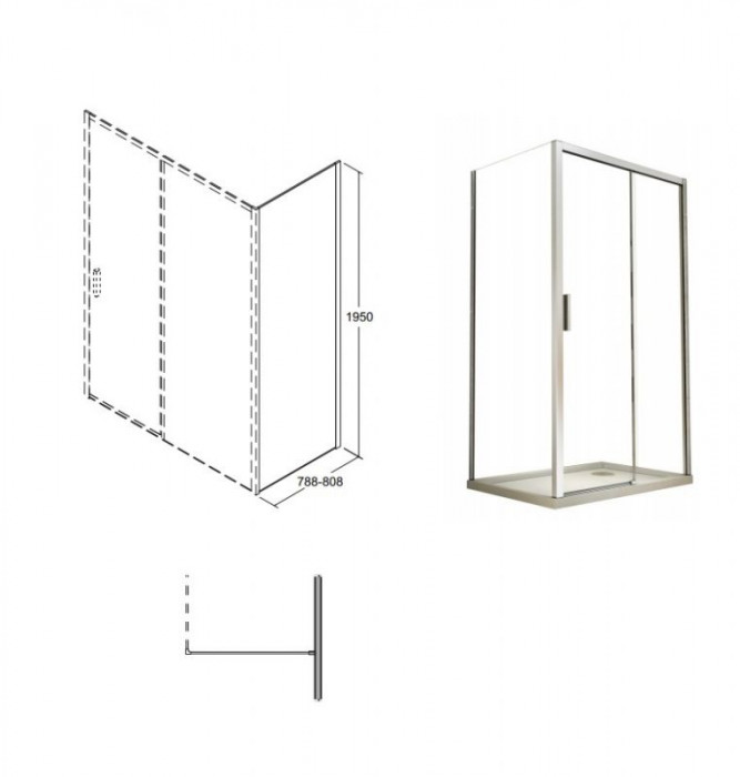 Панель бокова Actis 80x195 хромована блискуча