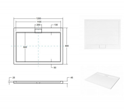 Піддон прямокутний AXIM 120x80х4.5 + сифон