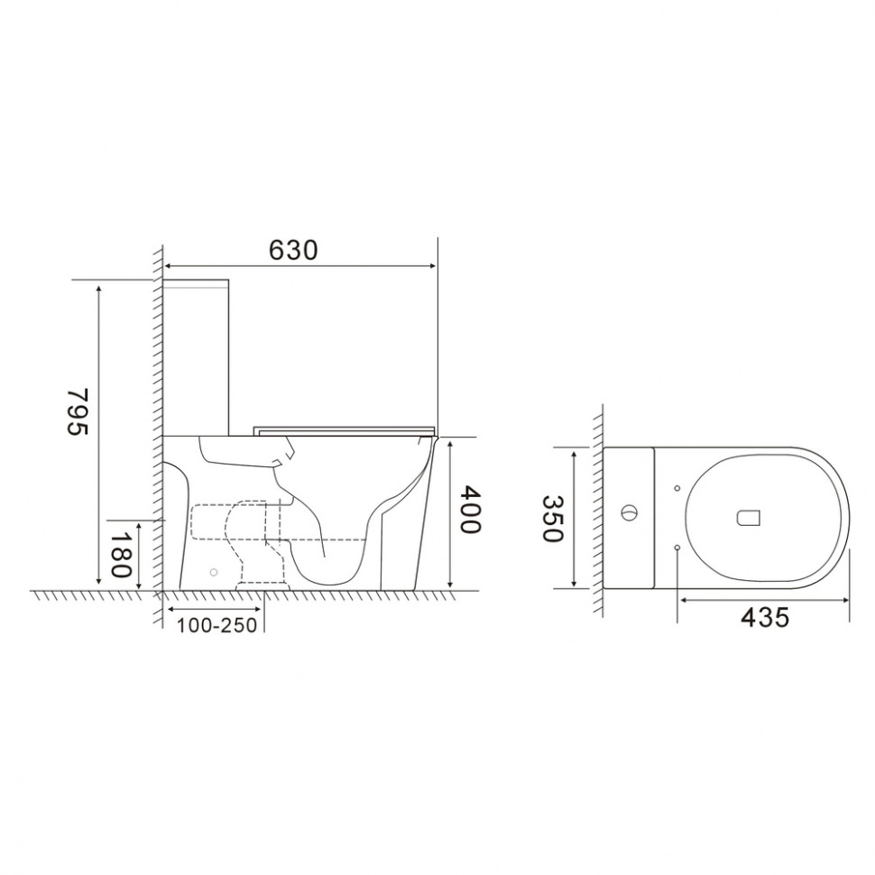 Унітаз-компакт Mixxus WAVE-0405-R 630х350х795mm, система змиву RIMLESS (MI6694)