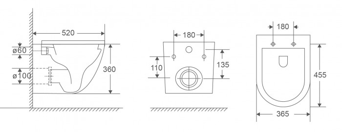 Унітаз підвісний Mixxus Premium Ellipse-0303-R Black 520x365x360mm, система змиву RIMLESS (MP6464)