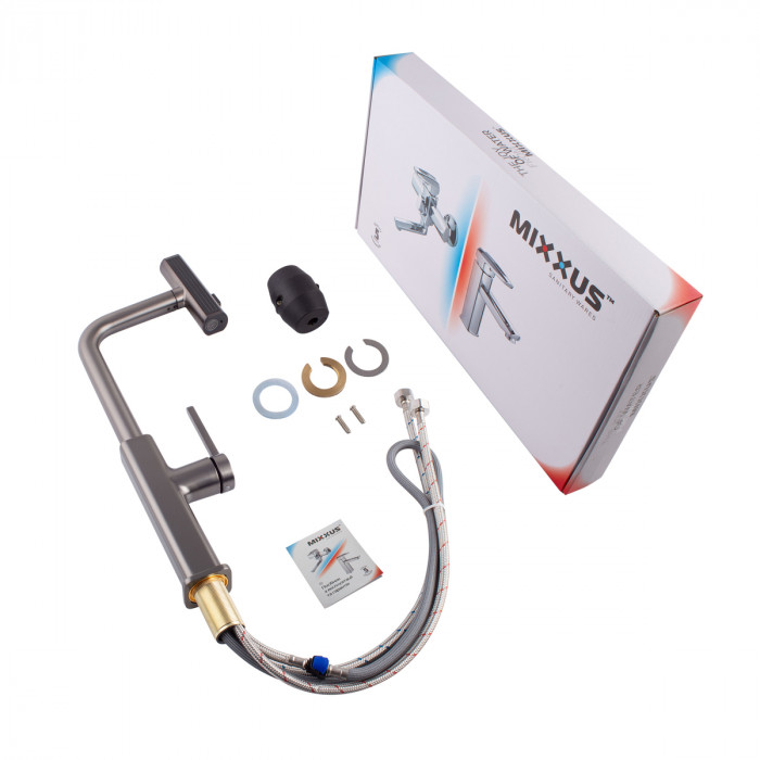 Змішувач для кухні з висувним виливом Mixxus Premium HAMMER 014 GRAPHITE (MI6955)