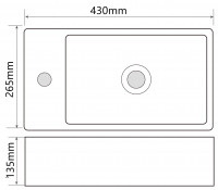 Раковина підвісна MIXXUS PREMIUM QUADRO-1201-R 430х265х135mm (отвір під змішувач) (MP6504)