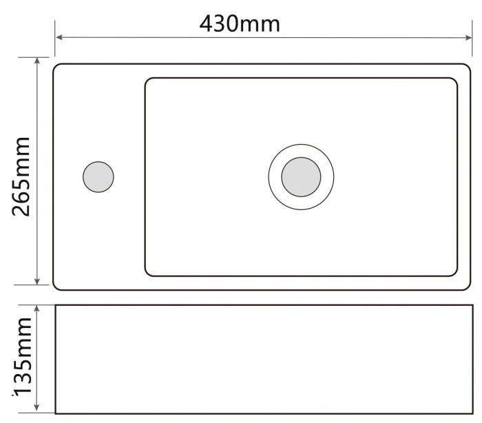 Раковина підвісна Mixxus Premium QUADRO-1201-R 430х265х135mm з отвором під змішувач та переливом (MP6504)