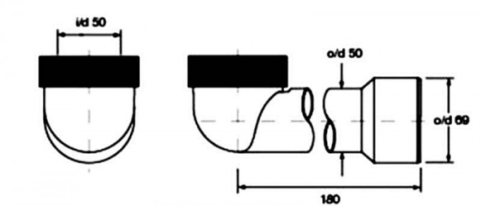 Подовжувач до сифона для пісуару 2х50мм  НС-UВ50