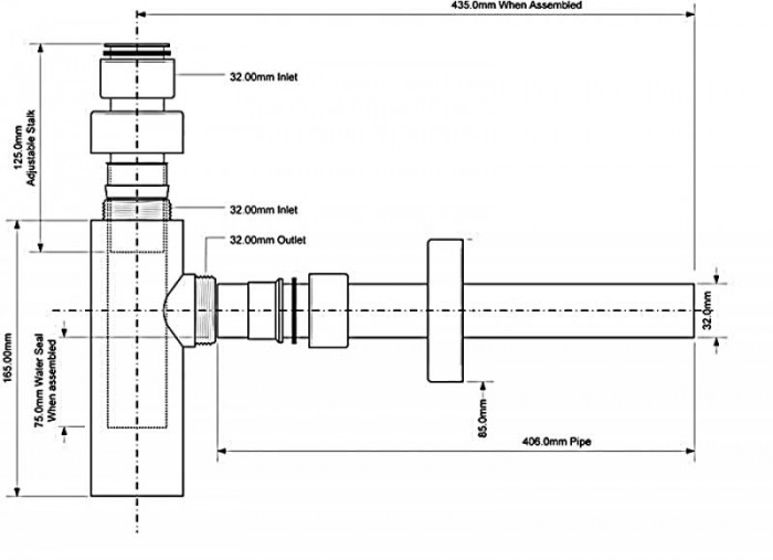 Сифон для умивальника без зливу LUX СА32EU-SC