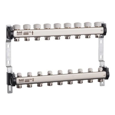 Колектор з термостатичними та запірними клапанами Roho R805-09 - 1&quot;х 9 вих. (RO0063)