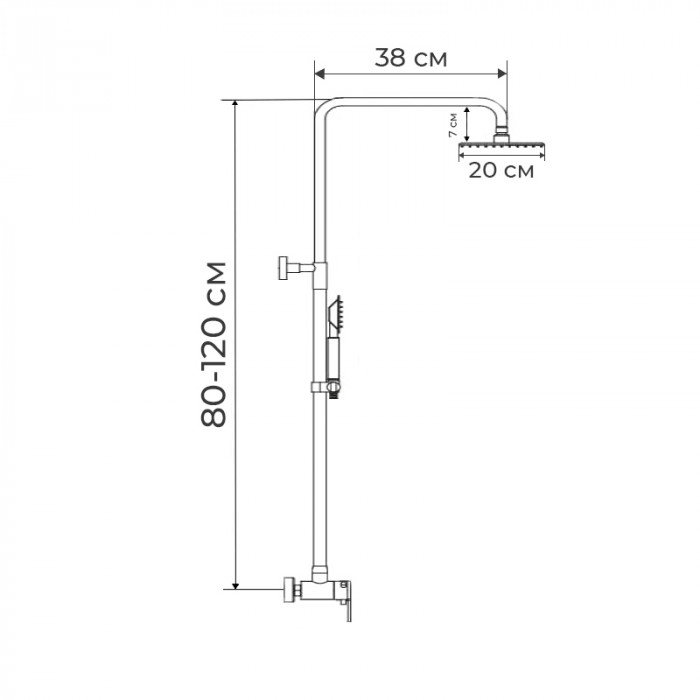 Душова колона зі змішувачем для душ. кабіни з нерж. стали SUS304 Zerix SUS-003-J (ZX3172)