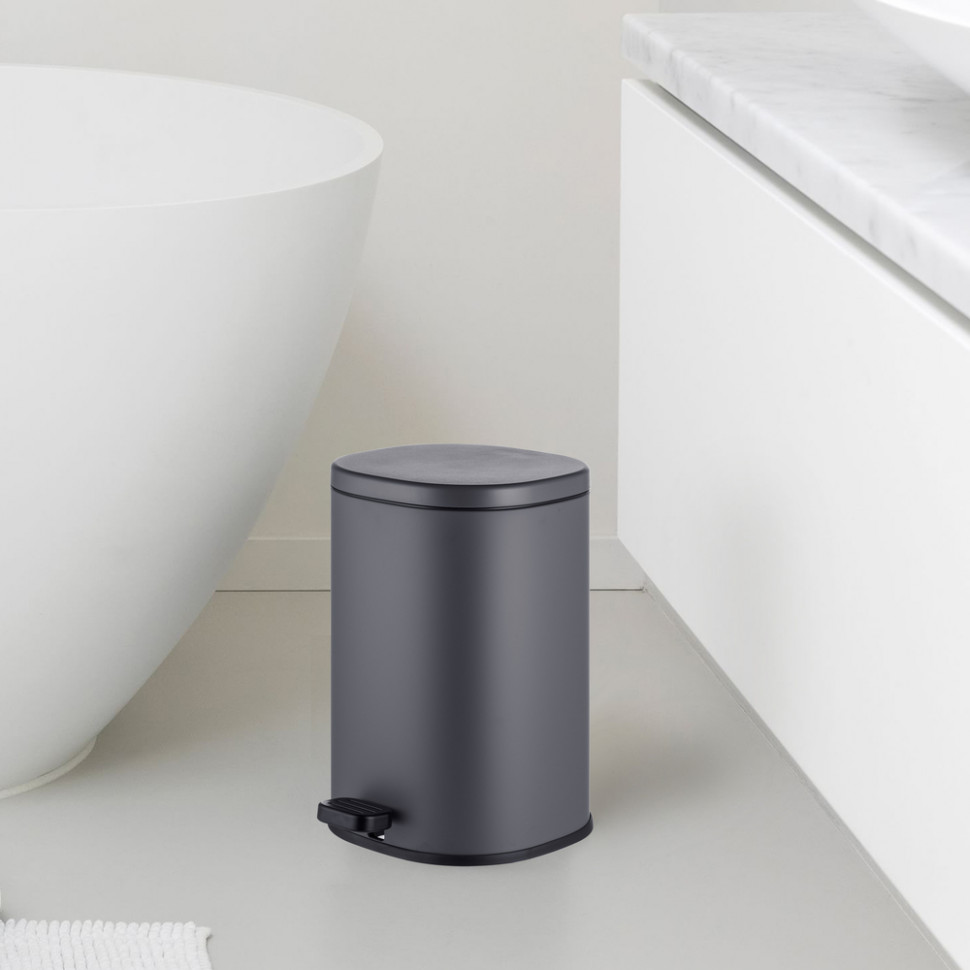 Відро для сміття з плавним закриттям овальне MIXXUS PREMIUM OLIVARY-TC0105 GRAPHITE 5 л (колір графіт) (MI7063)