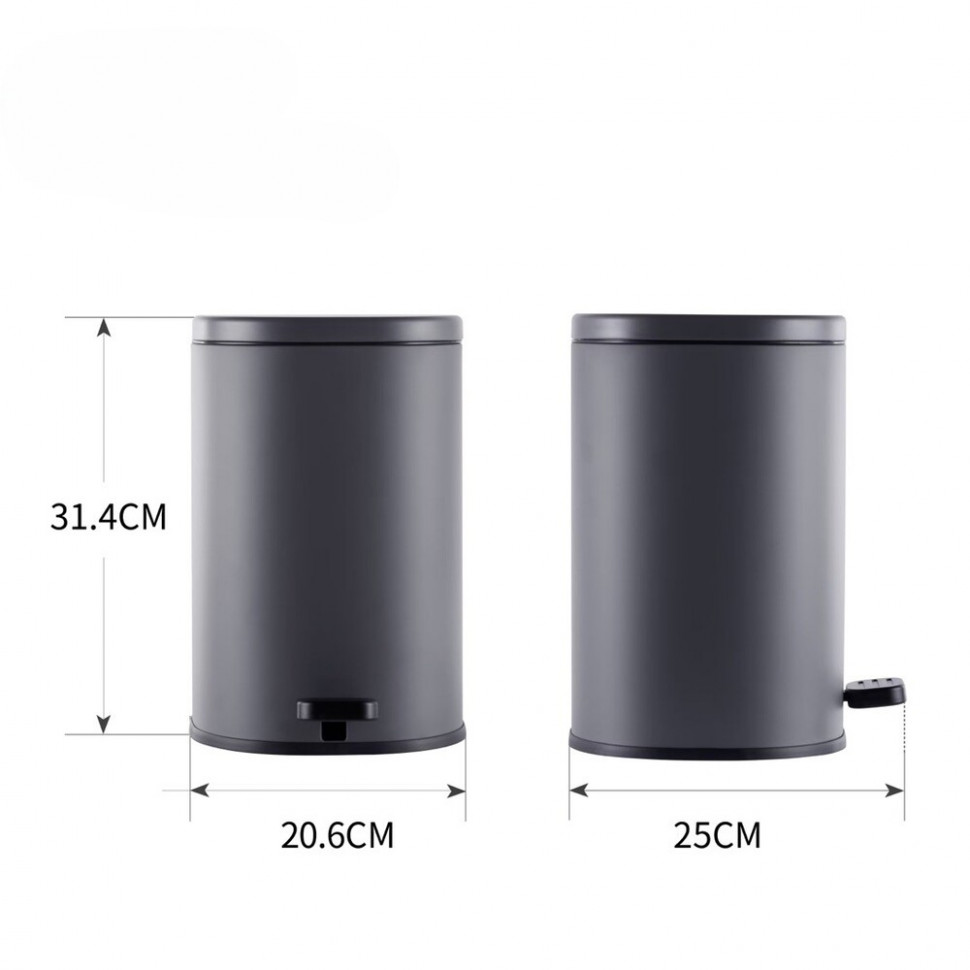 Відро для сміття з плавним закриттям овальне MIXXUS PREMIUM OLIVARY-TC0105 GRAPHITE 5 л (колір графіт) (MI7063)