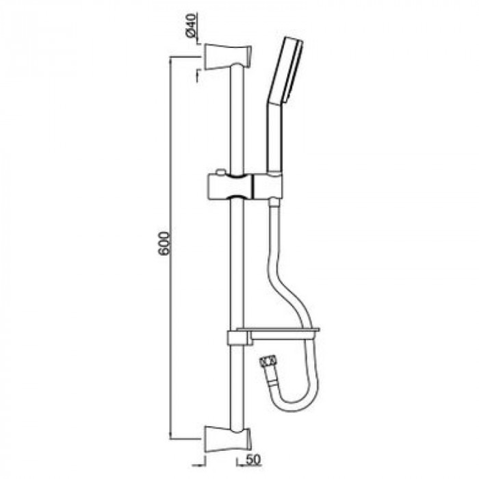 Душевий набір JAQUAR з лійкою, штангою, шлангом + мильниця, хром SHA-CHR-1110E
