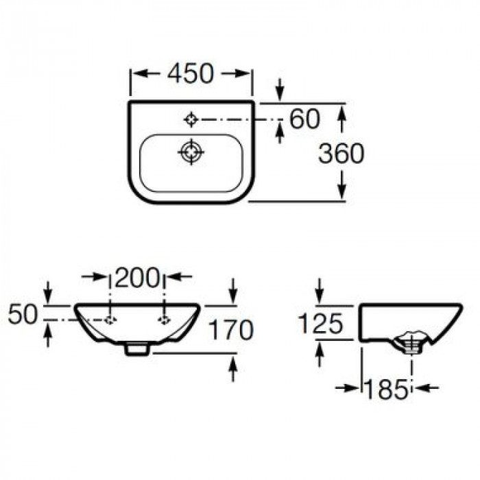 Раковина керамічна Roca Nexo підвісна 450х360 мм, колір білий A327643000