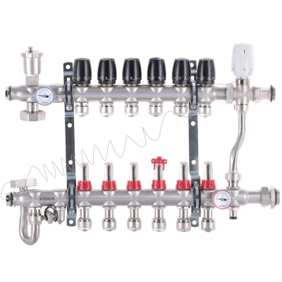 Колектор з вбудованим смесит. вузлом KOER KR.S1013-6 1 &quot;х6 SUS304 і євроконус 3 / 4-16 (KR2949)