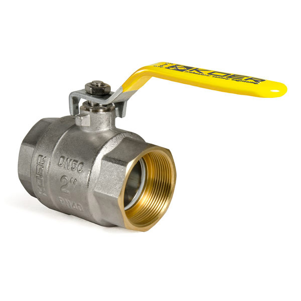 Кран кульовий KOER KR.214.G - 2" FF ГГВ YELLOW, ручка "важіль" жовта (KR0137)