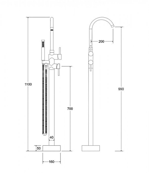 Змішувач до ванни вільностоячий ILLUSION II хром