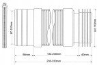 Гнучке пластикове з'єднання розтяжне L260-420 mm 110 mm без фланцевої прокладки з металевим хомутом WC-F23RJ